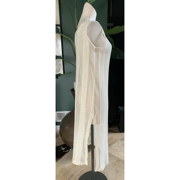 wear about women petite ivory crochet Lace sleeveless maxi coverup Y - Picture 3 of 8